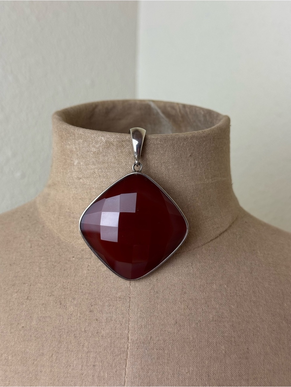 Carnelian with Silver 925 Bezel Enhancer Pendant 2.25” long